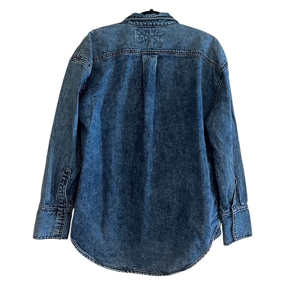 Free People We The Free Izzie Cargo Denim Shirt Jacket Shacket Indigo Blue XS - Picture 3 of 8